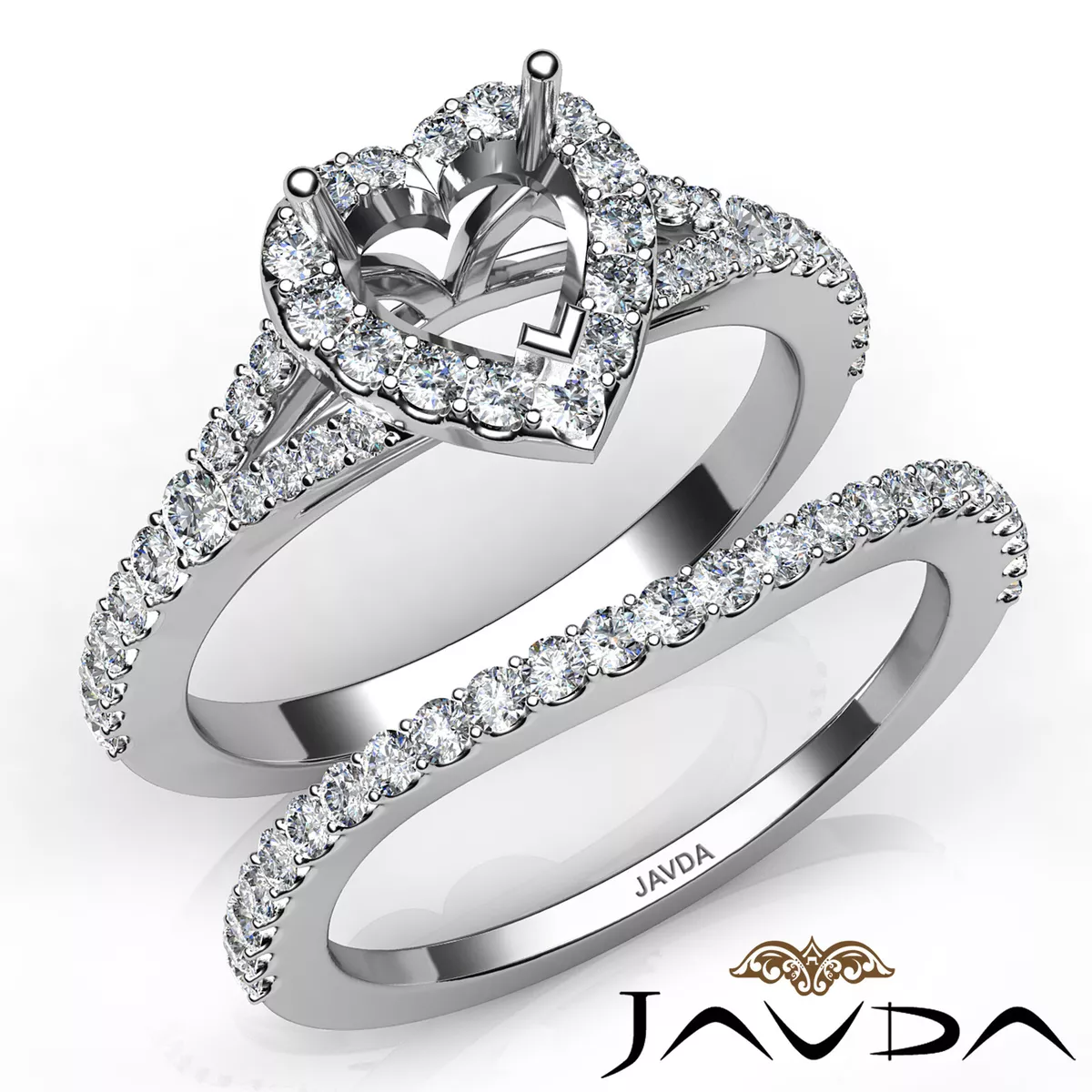 Split Shank U Prong Diamond Engagement Ring Heart Semi Mount