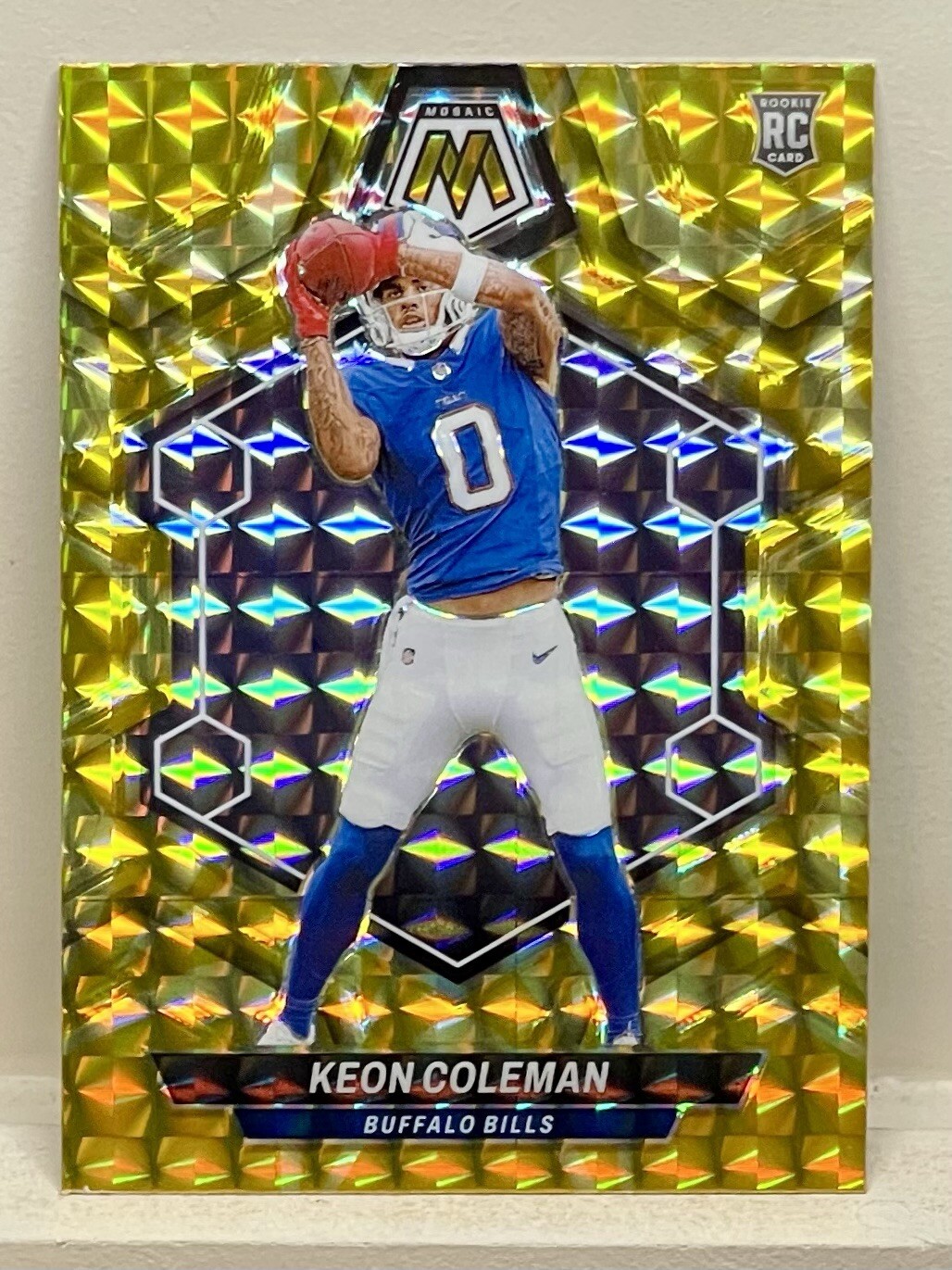 2024 Panini Mosaic Rookies Reactive Yellow Mosaic Prizm #333 Keon Coleman RC