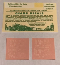 CHAMP HO SCALE DECAL-BULKHEAD FLAT DIMENSIONAL DATA - WHITE LETTERING
