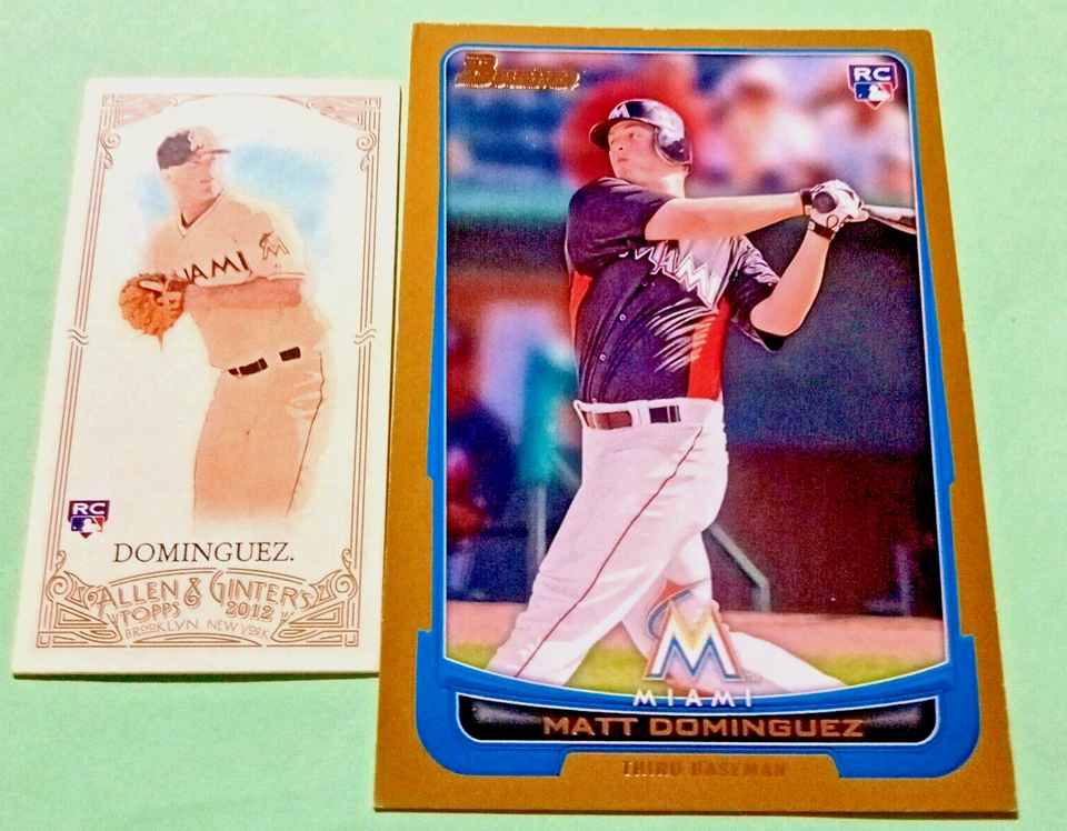 2012 Topps Allen & Ginter Matt Dominguez RC High# SP Mini &2012 Bowman Gold RC - Image 3 of 4