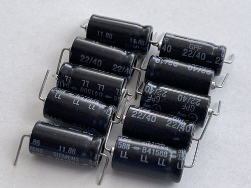 10 unidades - 22uF 40V LL axial - SIEMENS B41588 GPF - ESR aumentado - NOS - Imagen 1 de 4