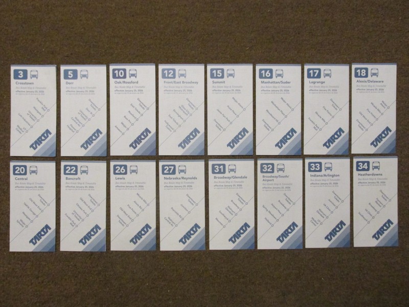 Authentic TARTA Toledo Area RTA, Ohio Transit 16 Schedule Bundle