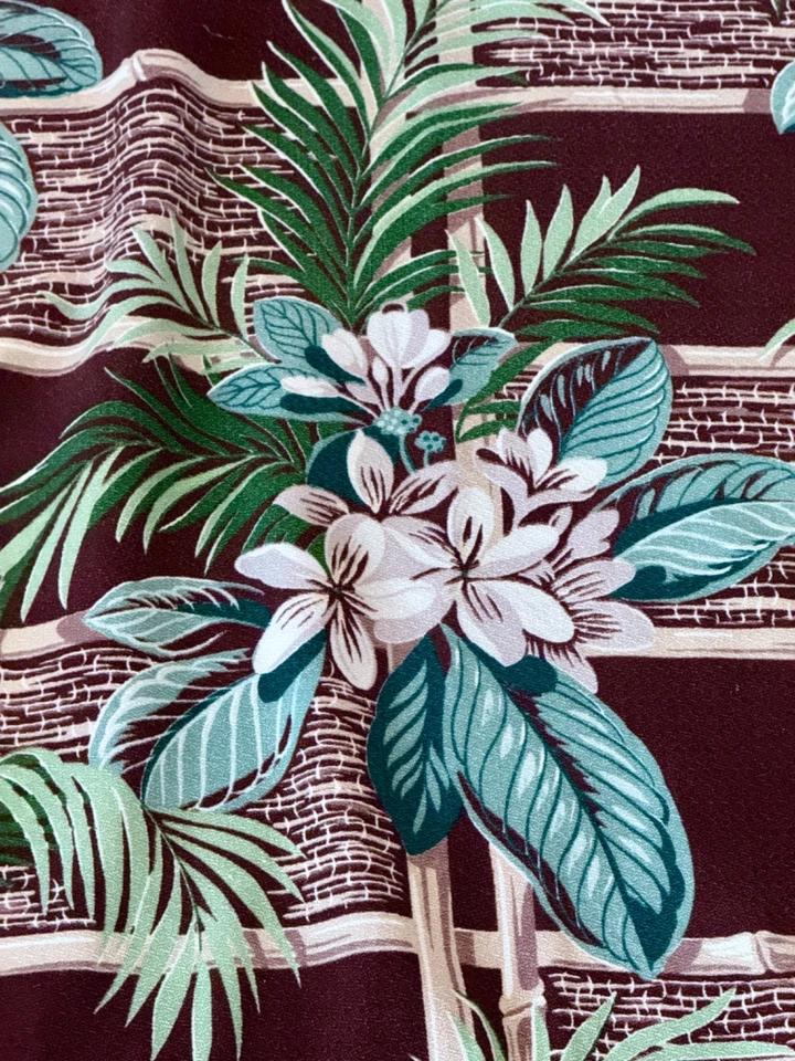 Plumeria 1940 年代夏威夷床罩沙发套中世纪树皮布复古面料 — 第 3/4 张图片
