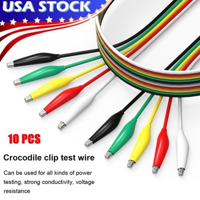 10 PCS 5 Color Test Alligator Clips Probe Lead Set Jumper Wire Cable With Clips