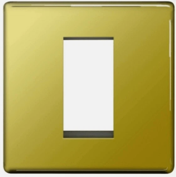 (W14.3) FPBEMS1-01 - BG Screwless Front Plate 1 Module (25x50) - Polished Brass