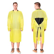 Yellow Disposable Isolation Gown Waterproof CPE Thumb Loop 200 Count XL 45 in