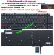 Backlit US Keyboard for Dell Precision 7550 7560 7750 7760 laptop 0713DM 08XY7G