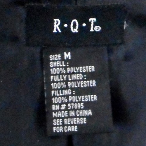 RQT Quilted Jacket Womens Medium Black Multicolor Fans Print Lightweight Zip Up - Picture 7 of 8