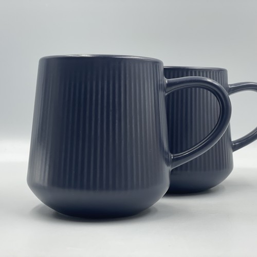 Habitat • 2 x Dark Blue Ribbed Mugs • Tea / Coffee Cups - Picture 10 of 10