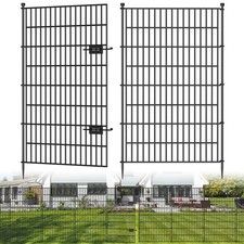 10 Panels No Dig Decorative Outdoor Garden Fence with Gate for Yard, 48 in H ...