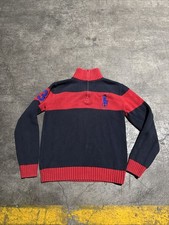 Polo Ralph Lauren Big Pony 1/4 Zip Sweater Youth Boys XL 18-20 Red Pullover