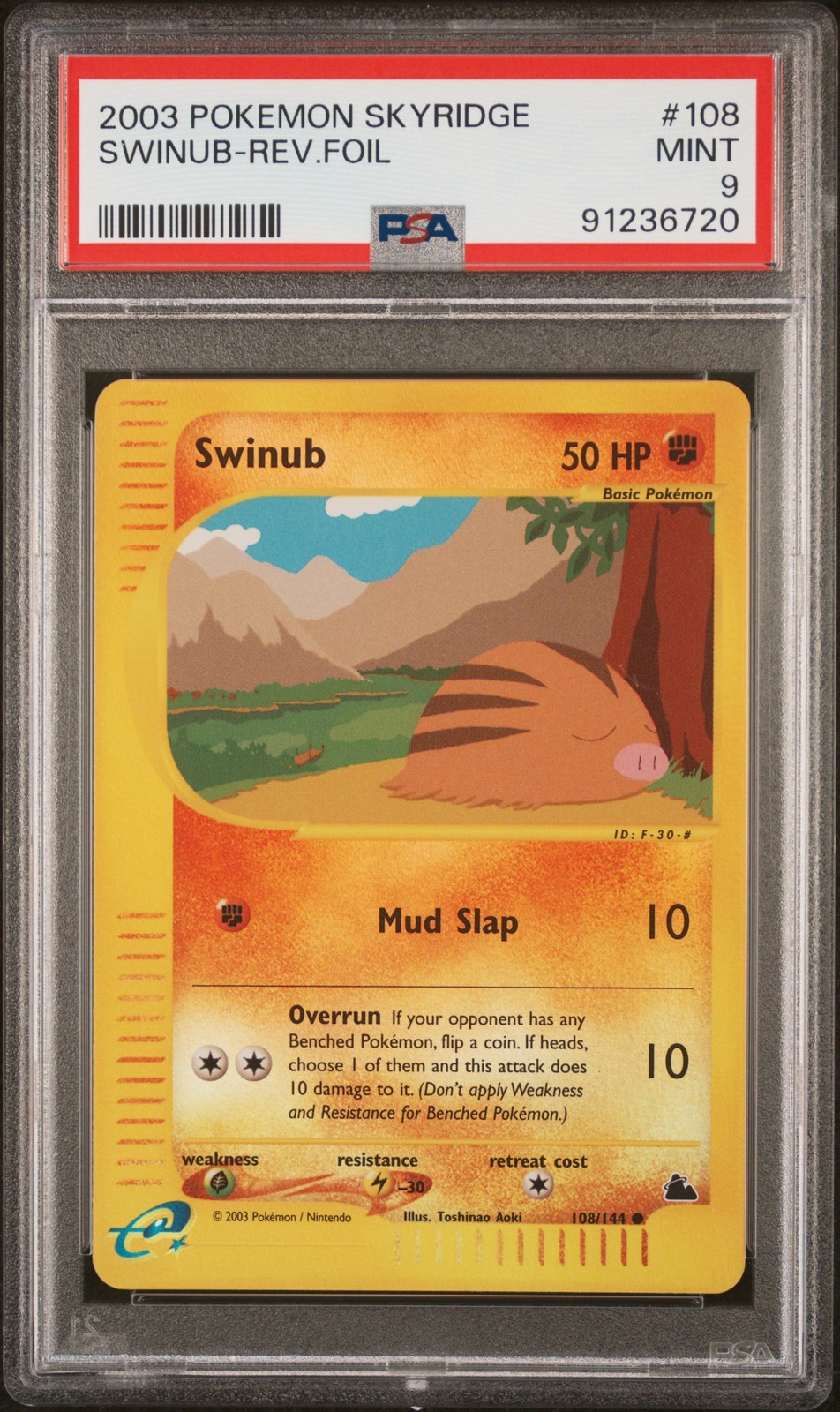 2003 POKEMON SKYRIDGE #108 SWINUB-REVERSE FOIL PSA 9