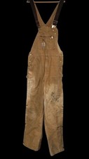 Carhartt Tan Canvas Overalls Double Knee Distressed Workwear Streetwear READ