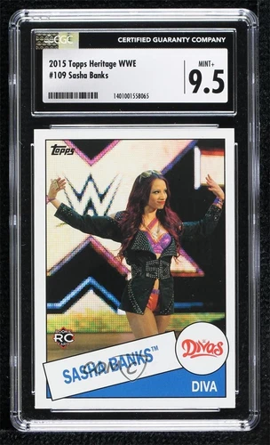 2015 Topps Heritage WWE Divas Sasha Banks #109 CGC 9.5 Mint+ Rookie RC