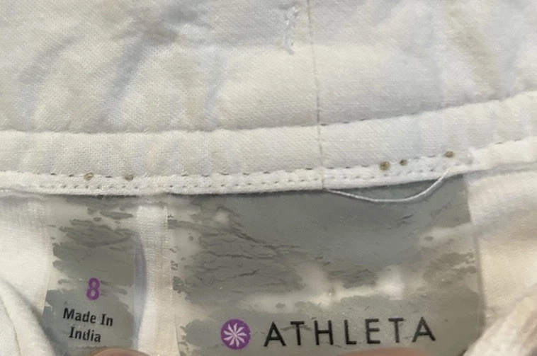 Pantalones Cortos Athleta Mujer Talla 8 Slick Rock Pana Bolsillos Blanco Dorado Acento Foto 4 de 4