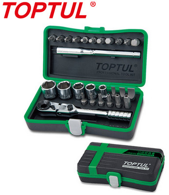 TOPTUL GADW2701 27pcs Socket & Bit Set 1/4'' with 60T Ratchet