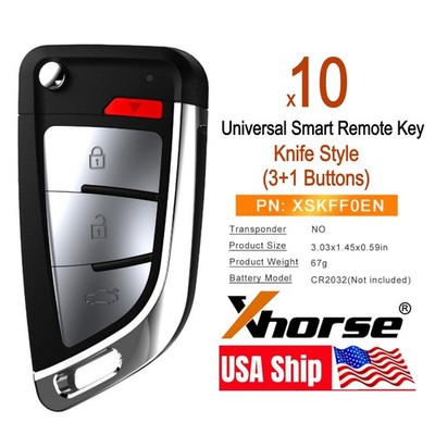 10x Xhorse Universal Smart Remote Key Knife Style 4 Buttons XSKFF0EN for VVDI2