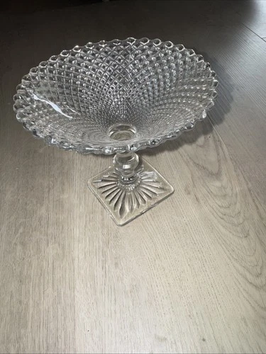 Anchor Hocking Miss America Clear Antique Compote Depression Glass 5” Candy Dish