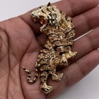 Tiger Pendant/Brooch Gold w/ Black Enamel Rhinestones Animal Jewelry — photo 8