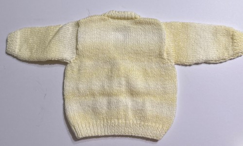 Handmade Knit Light Yellow Layette Set Include Sweater, Hat, Mitts & Booties  - Picture 4 of 4