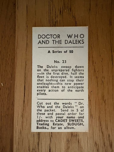 Cadet Sweets Card Dr Who and the Daleks No. 23 - 第 2/2 張圖片