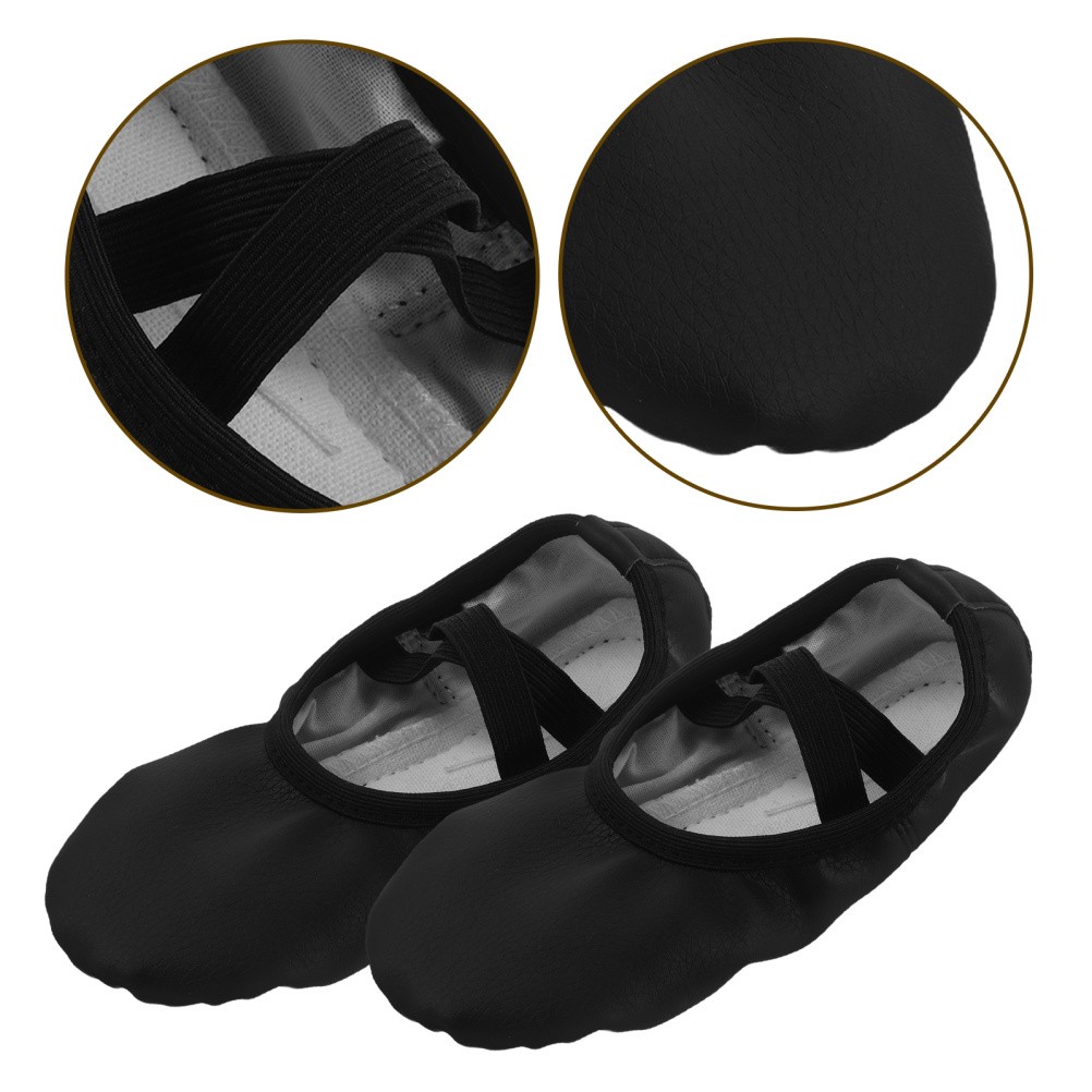 1 par de zapatos de ballet de PU: suela suave zapatos planos de baile sin corbata para mujeres y niñas