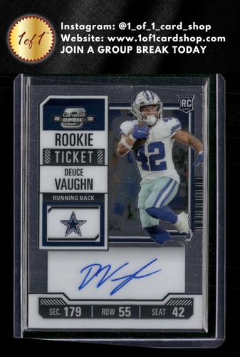 2023 Panini Contenders Optic #108 Deuce Vaughn Rookie Autographs RC AB