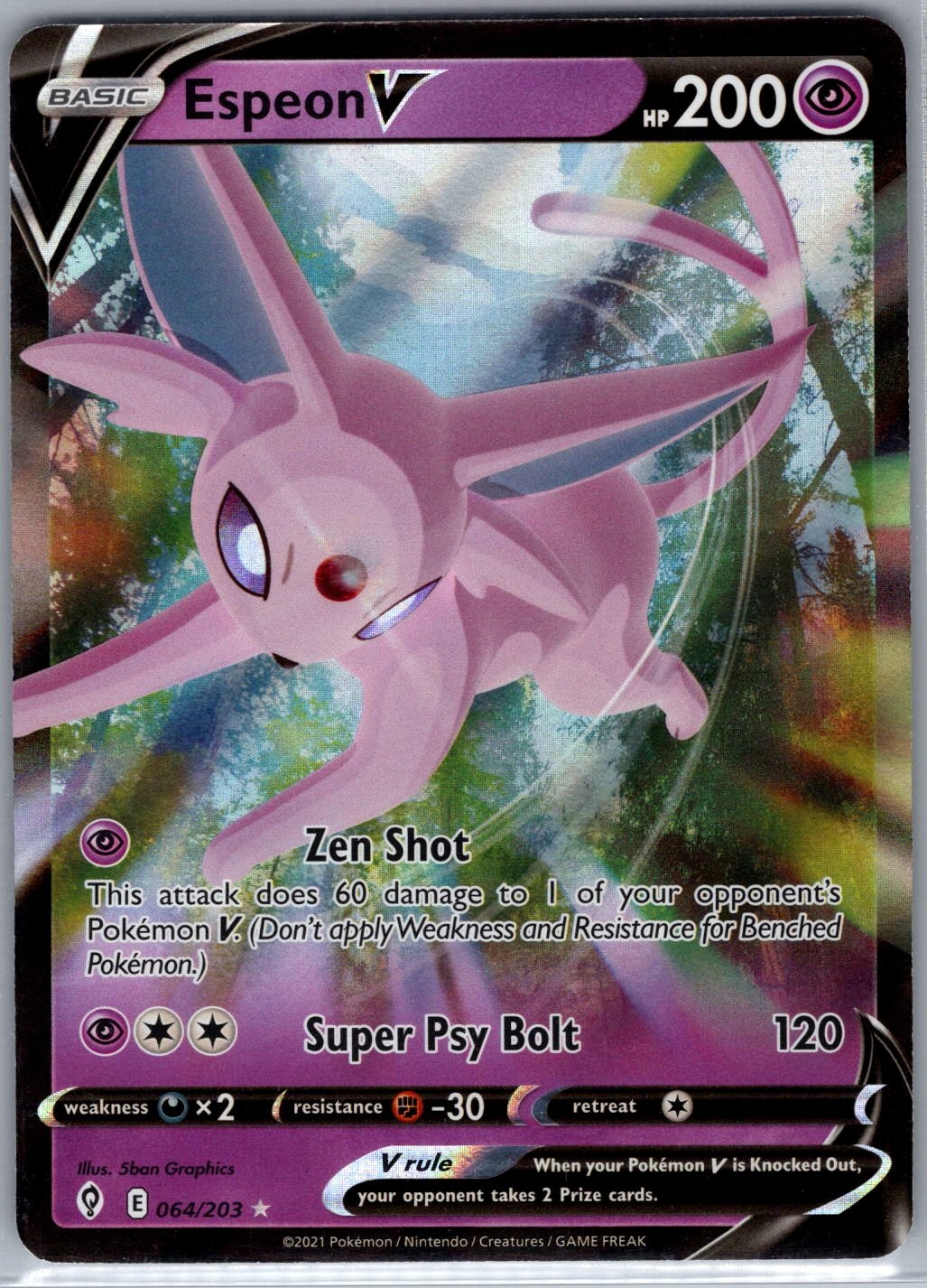 Espeon V 064/203 SWSH07: Evolving Skies - Pokemon Card - NM