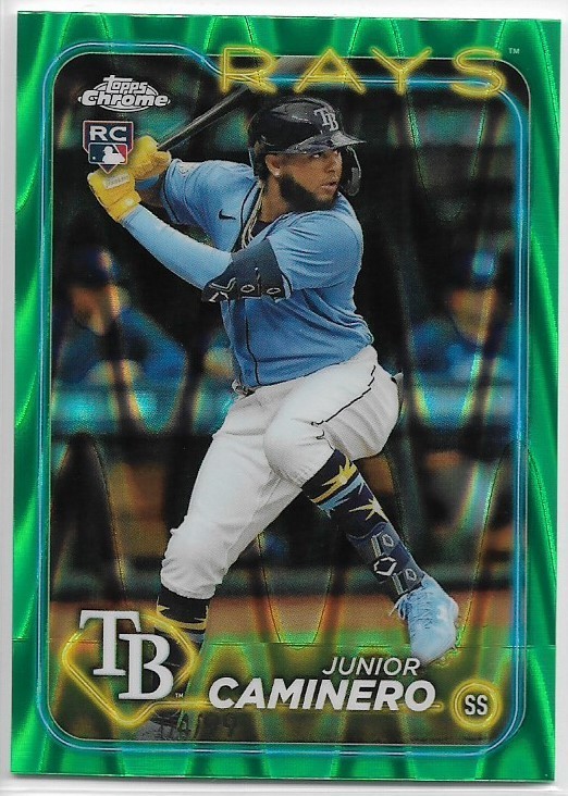 2024 Topps Chrome Junior Caminero #213 Rookie Green RayWave Refractor #'d /99