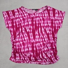 Jennifer Lauren Plus Shirt Womens 2X Ruched Sides Keyhole Back Tie Dye Top