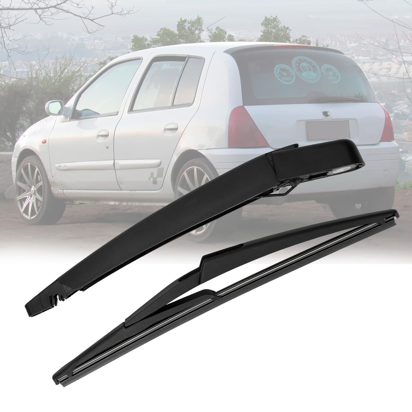 Bras et brosse d'essuie-glace arrière noir pour Renault Clio et Megane