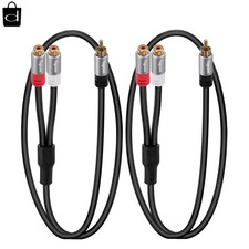 2 Pack RCA Splitter Subwoofer Stereo Audio Video Cable 1 Male to 2 Female...