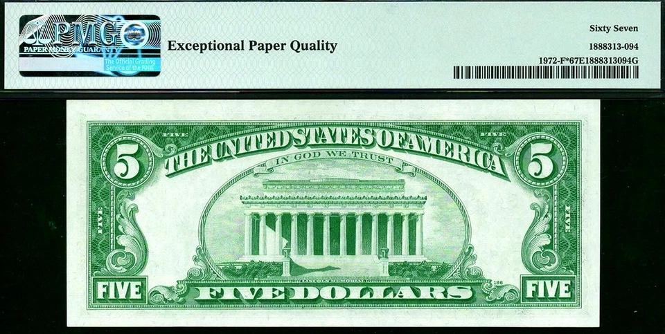 1969C* 1972-F* $5 Atlanta STAR Federal Reserve Note • PMG 67 EPQ ((TOP POP 6/0)) - Image 3 of 3