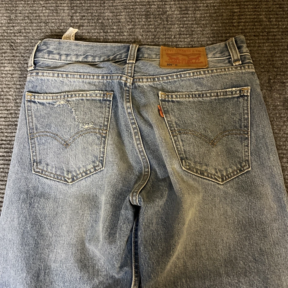 Pantalones de mezclilla rectos de colección años 90 LEVI'S 505 C naranja con lengüeta para mujer talla 27 lavado claro Foto 3 de 4