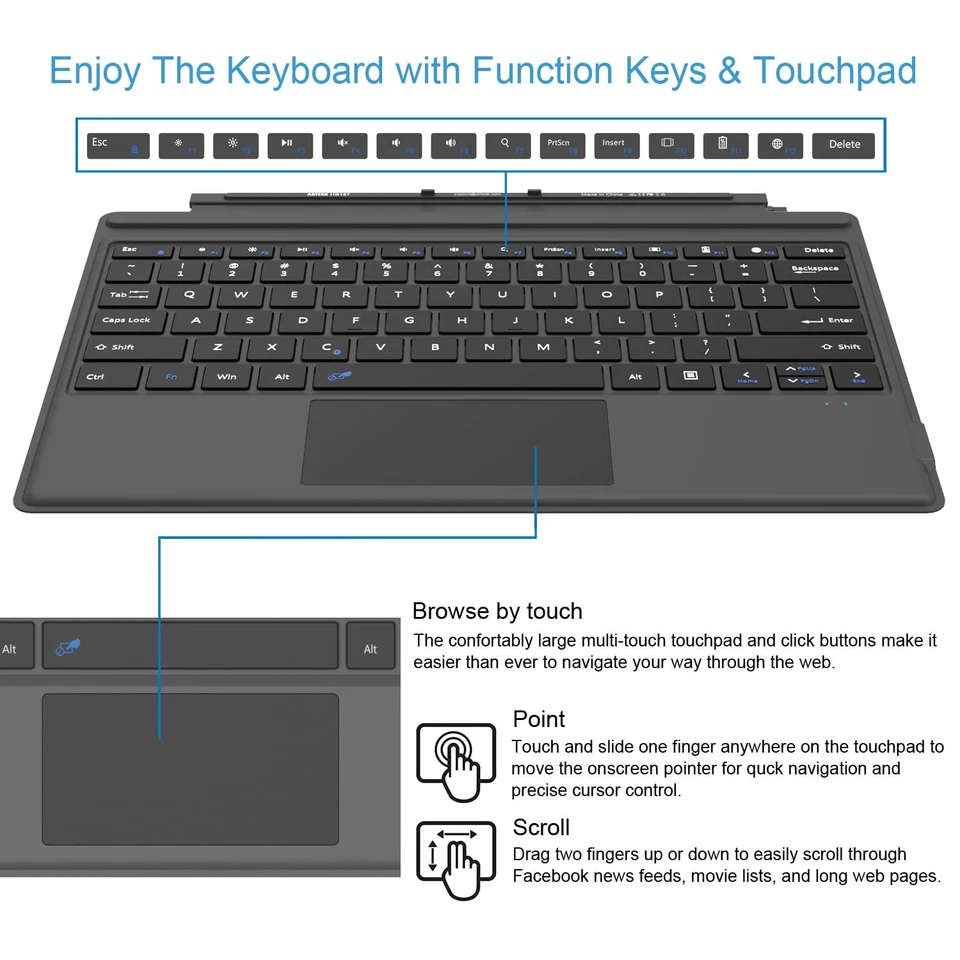Microsoft Surface Pro Type Cover, Ultra-Slim Portable Bluetooth Wireless Keyb... - Image 3 of 4