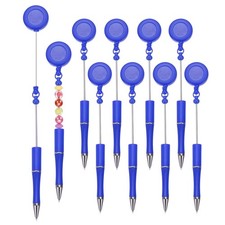 Beadable Pens, 10Pcs Retractable Badge Reel Beadable Pen, Blue