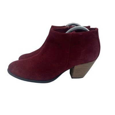 Ecco Shape 55 Western Ankle Boots Bootie Red Suede Water Repellent Womens 40 9