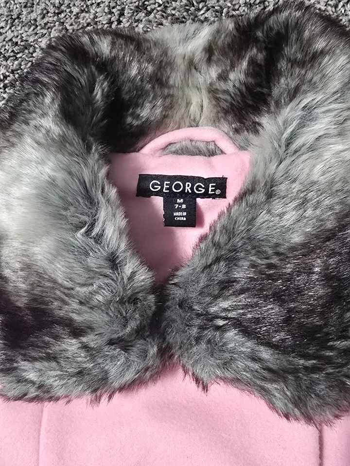 Chaqueta Abrigo George Girls Rosa Doble Pecho Pavo Real con Cuello de Piel Sintética Talla 7/8 M Foto 2 de 4