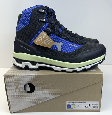 ON CLOUDALPINE Waterproof Women s 9 Hiking Boots Shoes Cobalt Limelight NWB