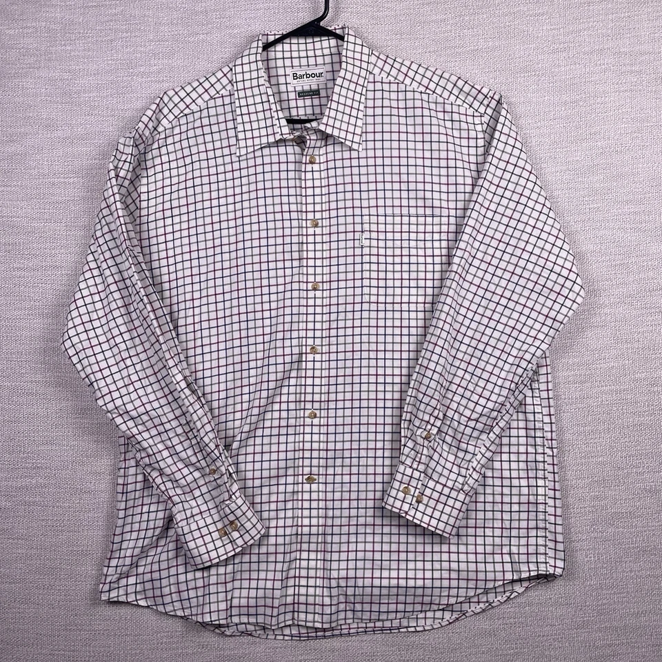 Barbour Shirt XL Mens L/S Button Up Regular Fit Flannel Beige Multicolor Check - Image 2 of 4