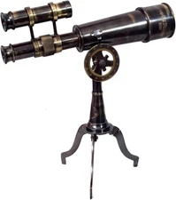 Vintage Brass Telescope on Tripod Stand DF Lens Antique Telescope Royal Spyglass