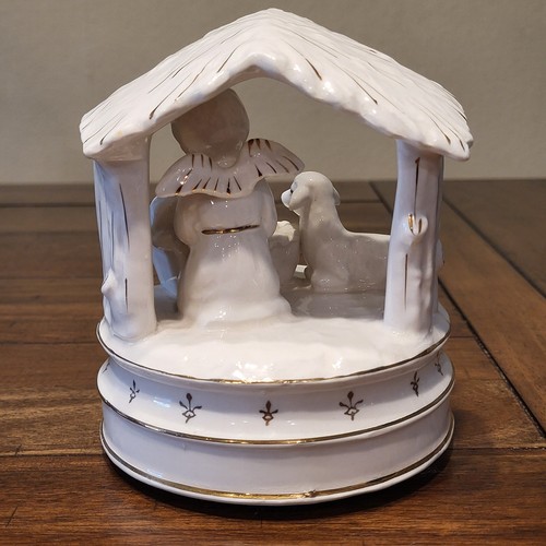 Ceramic, Rotating Schmid Christmas Silent Night Baby Jesus & Angels, Vintage - Picture 7 of 8