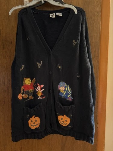 Vintage The Disney Catalog Black Pooh/Eeyore Halloween Sweater Women's Size 2XL