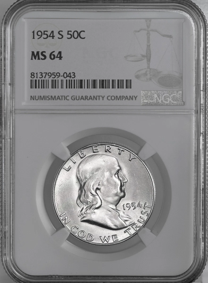 NGC 1954 Grade MS 64 Franklin Half Dollars (1948-1963) for sale | eBay