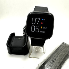 Fitbit Versa 2 Smartwatch Black FB507 Heart Rate Sleep GPS S  L Band Tested
