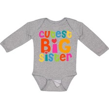 Inktastic Cutest Big Sister Long Sleeve Creeper Colorful Heart Bright Sibling
