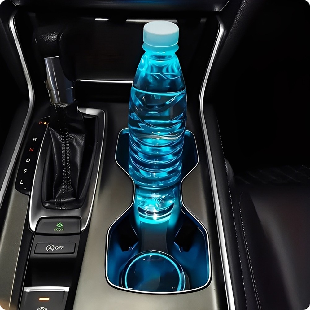 7-Color LED Car Cup Holder Coasters with Light Sensor, Ambient Atmosphere Lighti