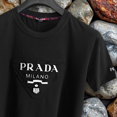 Prada Black T-shirt with Triangle 3D Logo and Crest /Size L / paid
