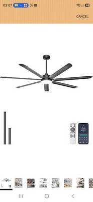 Ohniyou 72 Zoll Deckenventilatoren mit Beleuchtung - großer industrieller Deckenventilator mit...
