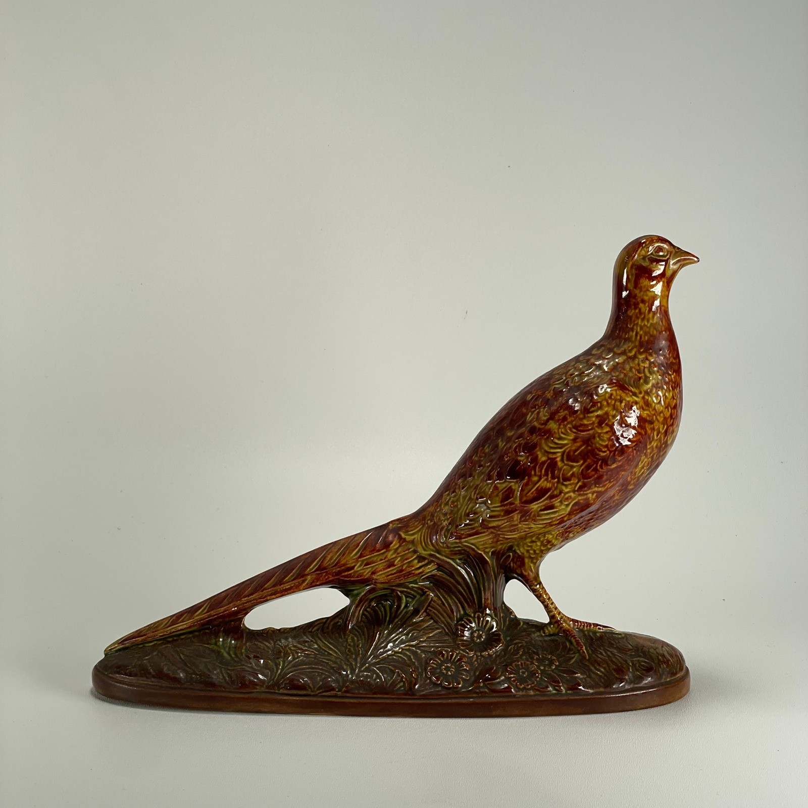 Vintage Ceramic Large Pheasant Figurine Nature Hunting Cottagecore Mantel Decor